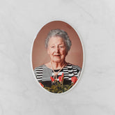 Placa Conmemorativa de Foto en Cerámica, 11 x 15 cm – Porcelana Ovalada para Lápidas